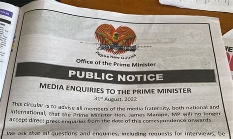 Papua New Guinea Pm Takes Out Advert Urging Journalists To Stop Calling Him Direct Papua New
