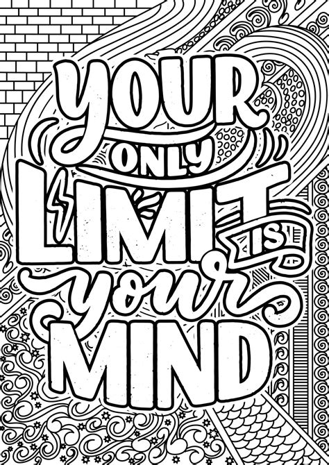 Your Only Limit Is Your Mind Motivational Quotes Coloring Pages Design