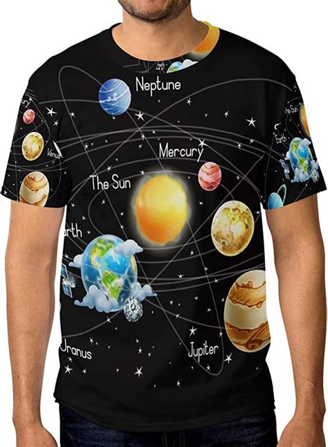 T Shirt For Men Boys Mysterious Universe Galaxy Solar System Colorful