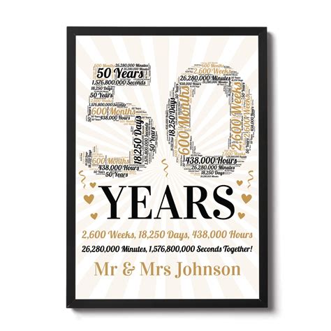 Resources related to 1st anniversary ideas. Personalised 50th Wedding Anniversary Gift For Husband Wife