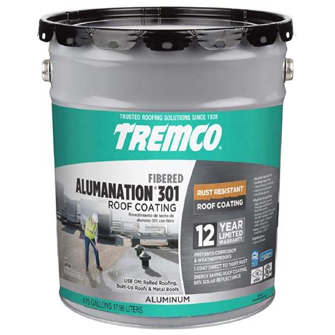 Tremco 475 Gal Alumination 301 Fibered Aluminum Roof Coating 346347