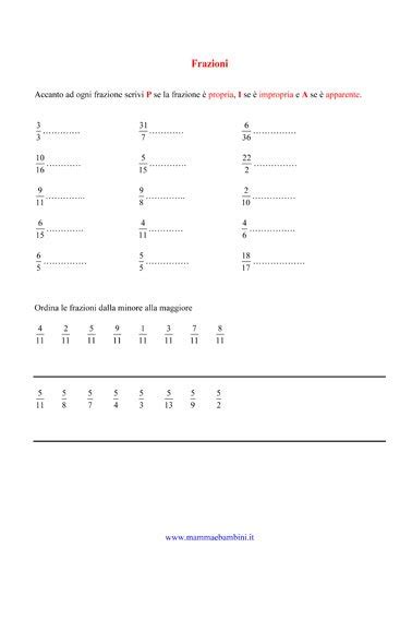 Dei denominatori ed è detto minimo comune denominatore (n.c.d.) confronto tra frazioni ; Esercizi matematica sulle frazioni - Mamma e Bambini