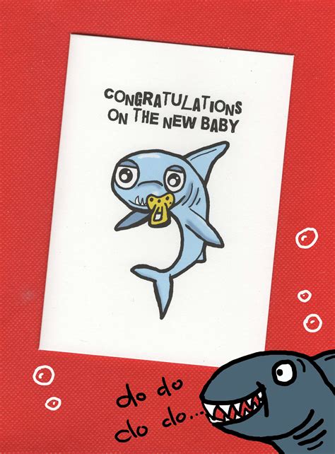 Baby Shark Funny Baby Card New Baby Funny New Baby Card Etsy Uk