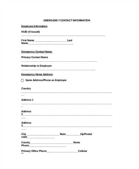 28 emergency contact form template word in 2020 emergency contact