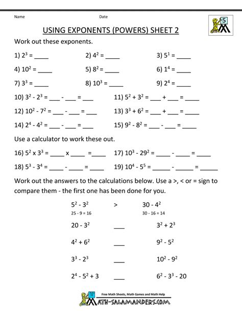 Printables Multiplying And Dividing Exponents Worksheet Tempojs