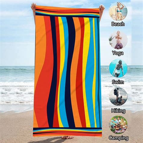 rkstn microfiber beach towel super lightweight colorful bath towel sandproof beach blanket multi