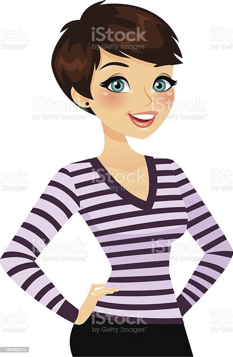 Pretty Girl With Short Hair Stock Illustration Download Image Now