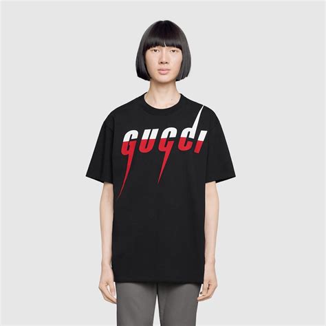 Camiseta Con Estampado Gucci Blade En Algod N Negro Gucci Es