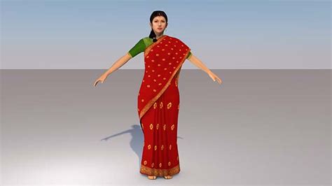 Indian Girl With Saree 3d Model
