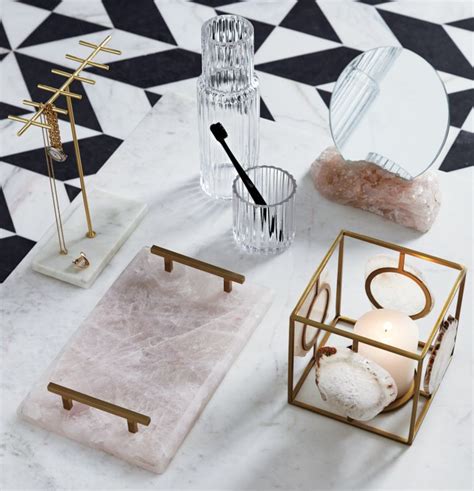 Brass And Marble Jewelry Holder