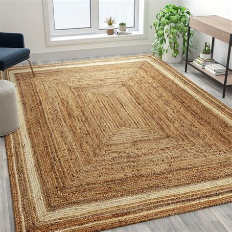 Natural Fiber Jute Area Rug 8 X 10 Braided Indoor Jute Rug