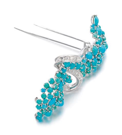 TURQUOISE AND DIAMOND BROOCH Jewels Online Jewellery Sotheby S