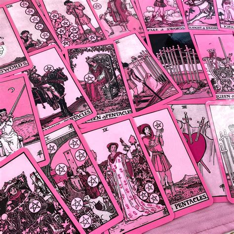 Tarot Deck Pink Vintageplastic Tarot Cards 78 Witchyt Set Etsy