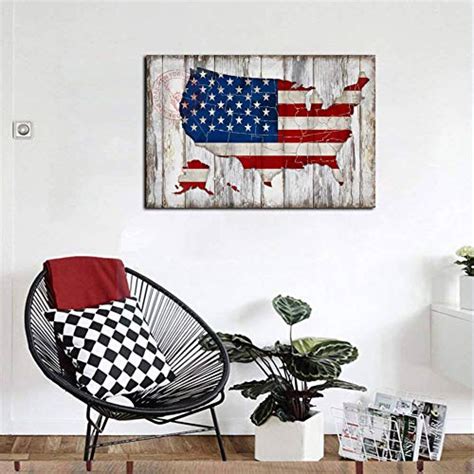 Wall Decor Vintage American Flag Of Us Map Canvas Wall Art For Wall
