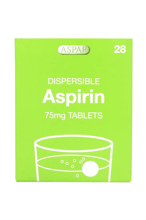 Aspirin Dispersible 75mg Blood Thinner 28 Tablets