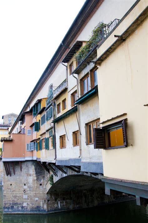 Medieval Spandrel Arch Bridge Ponte Vecchio Over Arno River In Florence