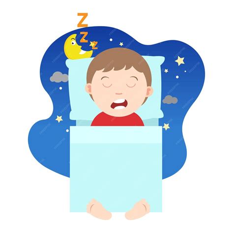 Premium Vector Little Boy Sleep In Bed Room Illustration Vector