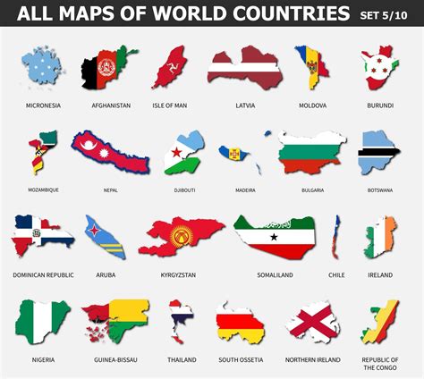 todos os mapas de países e bandeiras do mundo conjunto 5 de 10