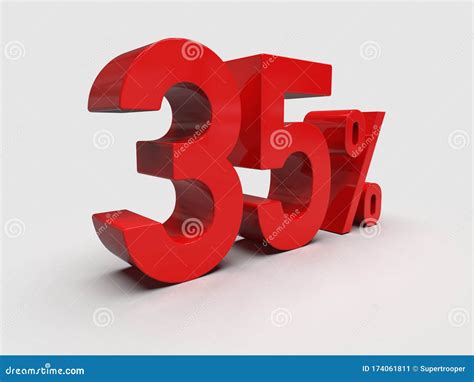 Red 35 Percent Discount 3d Sign On Light Background Stock Illustration