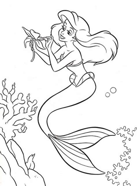Probably the most charming pictures on topcoloringpages. Ariel Holding A Flower On Disney Princesses Coloring Page ...