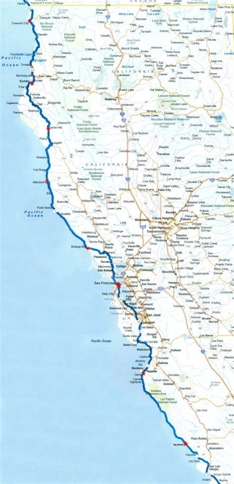 Detailed Map Of California Coast Klipy Road Map Of California Coast