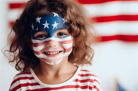 Premium Ai Image Kids With American Flag Face Paint Celebrate