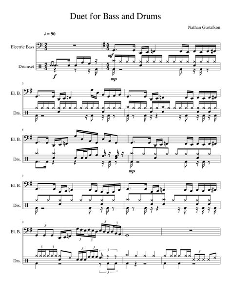 Duet For Bass And Drums Sheet Music For Bass Guitar Drum Group Mixed Duet