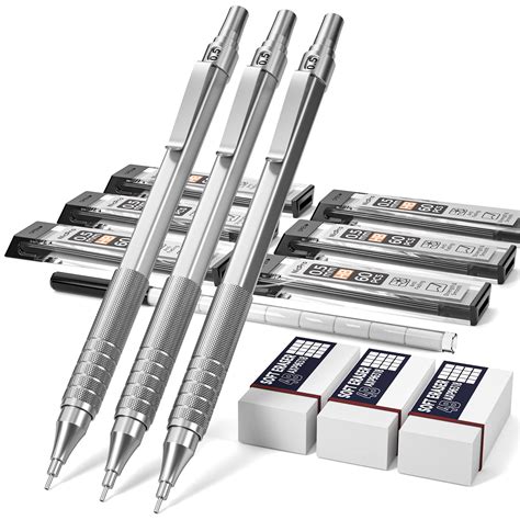 Buy Nicpro 05 Mm Mechanical Pencils Set With Case 3 Metal Artist