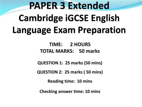 PPT PAPER Extended Cambridge IGCSE English Language Exam Preparation PowerPoint Presentation
