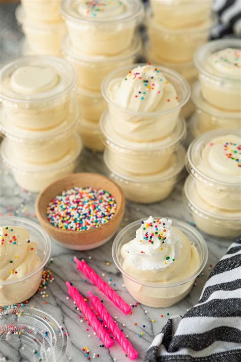 Dedicated to a secret crouton (i have multiple). Funfetti Birthday Cake Pudding Shots -- These fun ...