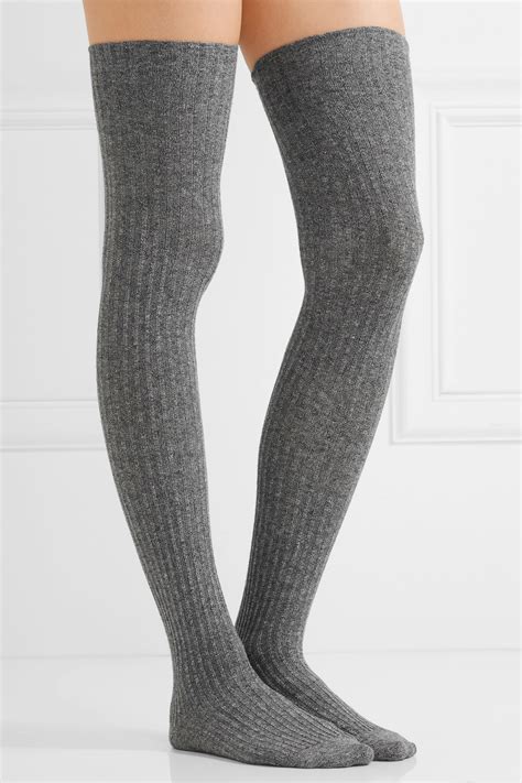 Baserange Cotton Over Knee Socks In Gray Lyst