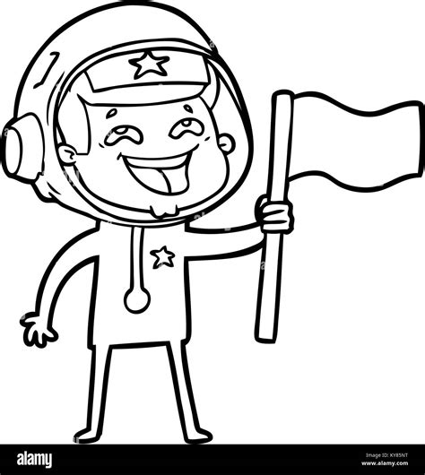 Cartoon Laughing Astronaut Waving Flag Stock Vector Image And Art Alamy