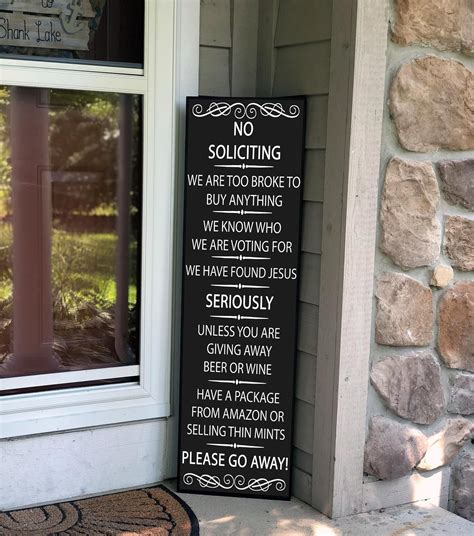 No Soliciting Sign Front Porch Decor Ideas Funny Welcome Etsy Front