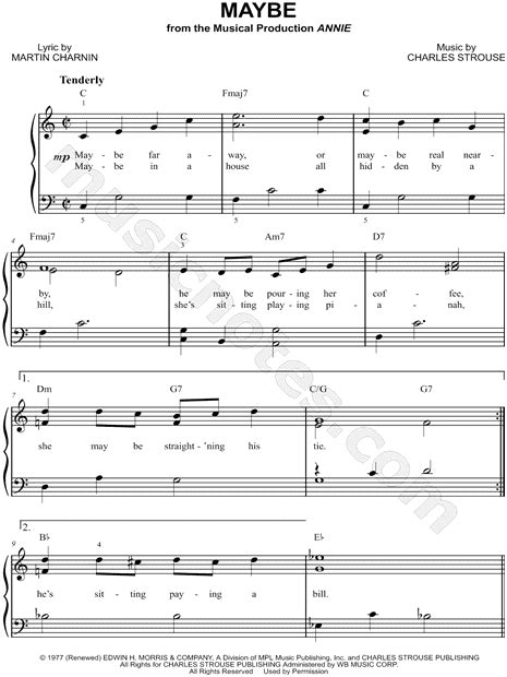 Maybe From Annie Sheet Music Easy Piano In C Major Download