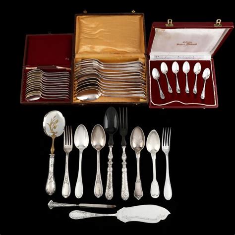 A Collection Of Antique French Silverplate Flatware Lot 4015