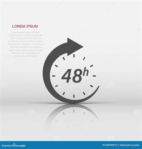 48 Hour Clock Icon In Flat Style Timer Countdown Vector Illustration