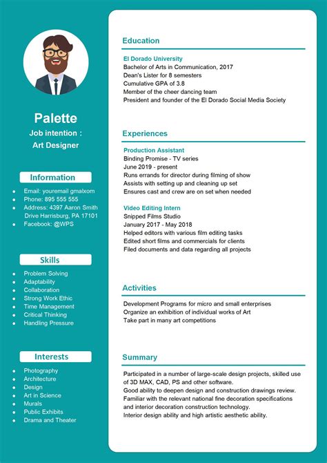WORD Of Simple Professional Resume Docx WPS Free Templates