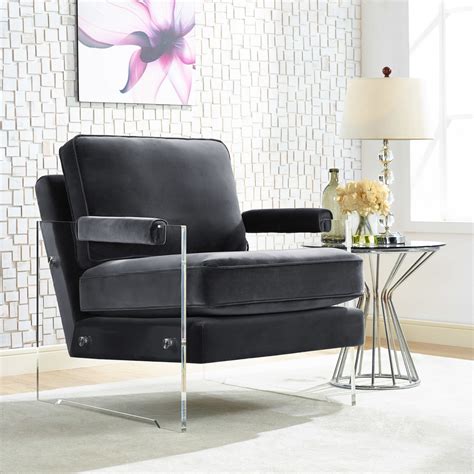 Tov Furniture Serena Grey Velvetlucite Chair A95 At