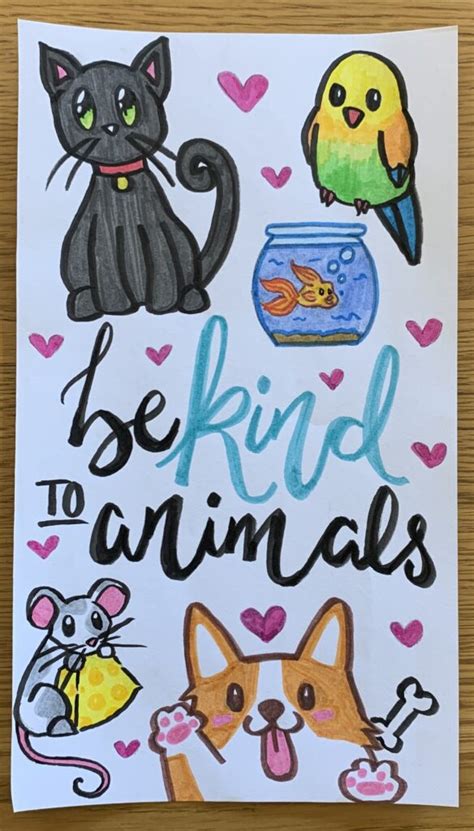 Be Kind To Animals Poster Drawing Doodleartdrawingtutorial