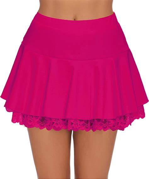 Avidlove Women Pleated Mini Skirt Sexy Lace Ruffle Solid Skirt Lingeri Avidlove