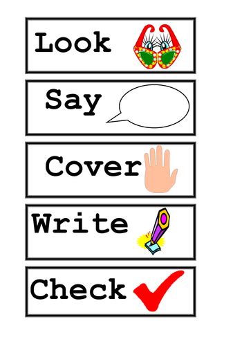 Look Say Cover Write Check Labels Teaching Resources