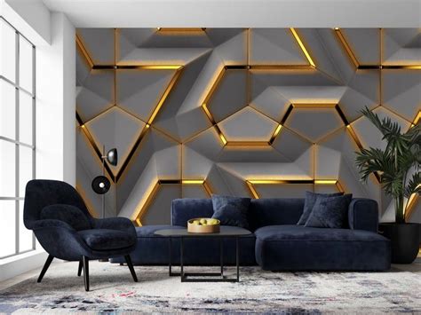 Geometric Abstraction 3d Effect Wallpaper Self Adhesive Wall Etsy 3d