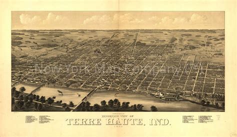 1880 Map Panoramic View Of Terre Haute Ind 1880 Map Etsy