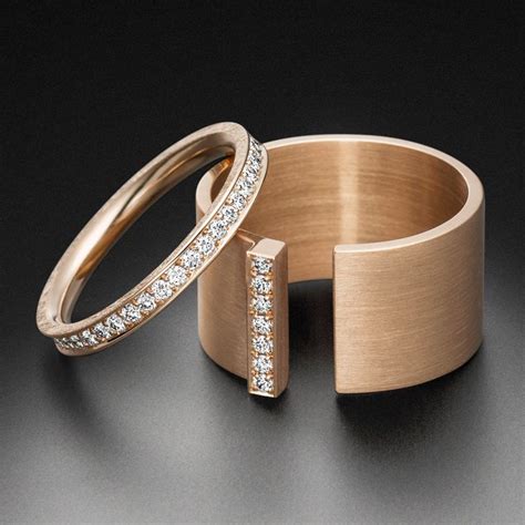 Ring Diamantensteg Roségold | Diamanten, Breite ringe, Ring rosegold