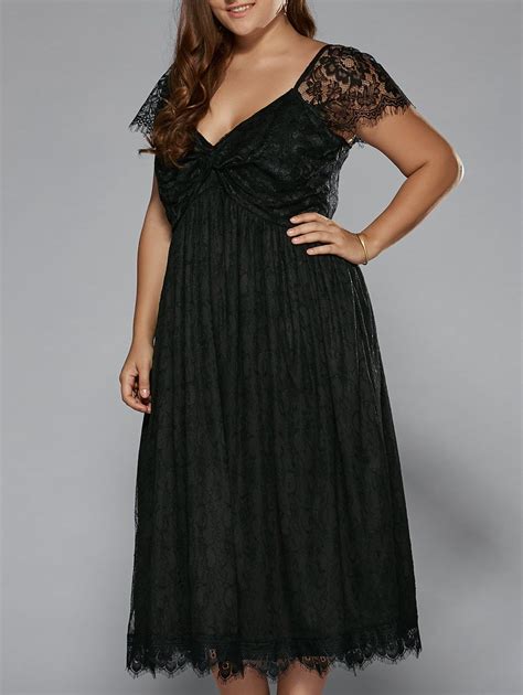 Plus Size Empire Waist Lace Dress Black Xl In Dresses