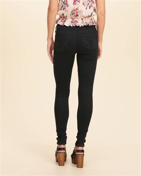 hollister low rise super skinny jeans in black lyst