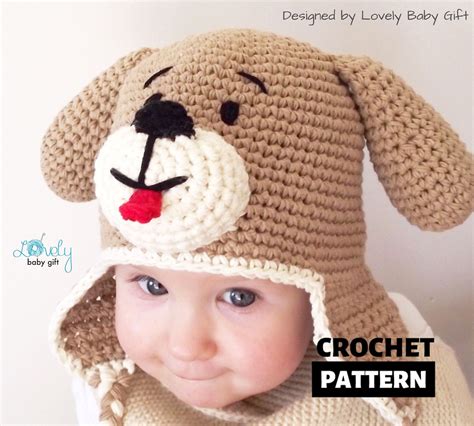 Crochet Pattern Earflap Puppy Dog Hat Crochet Animal Hat Pattern