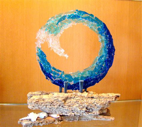 Majestic Wave Fused Glass Sculpture Beach Decor Ocean Wave Etsy Glass Sculpture Fused Glass