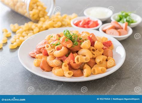 Macaroni With Sausage Stock Photo Image Of Dinner Penne 95279454