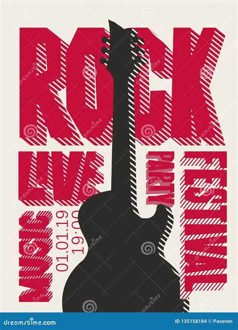 Banner For Rock Party Or Festival With Live Music Stock Vector